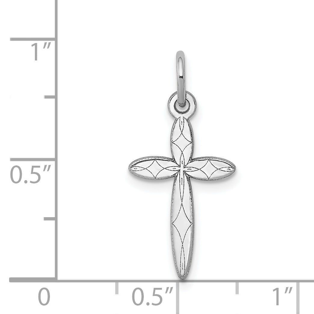 14k White Gold 14K White Gold Laser Designed Cross Charm