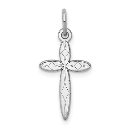 14k White Gold 14K White Gold Laser Designed Cross Charm
