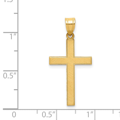 14k Yellow Gold 14k Florentine Satin Cross Pendant
