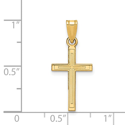 14k Yellow Gold 14k Solid Laser Etched Cross Pendant