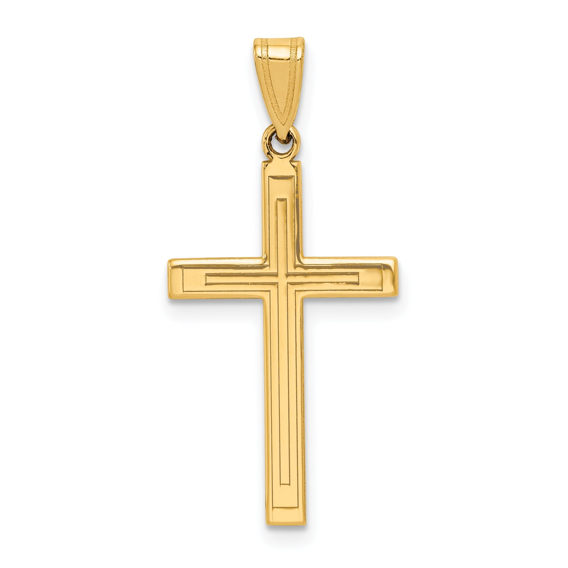 14k Yellow Gold 14k Solid Laser Etched Cross Pendant