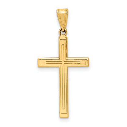 14k Yellow Gold 14k Solid Laser Etched Cross Pendant