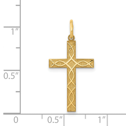 14k Yellow Gold 14K Laser Designed Cross Charm