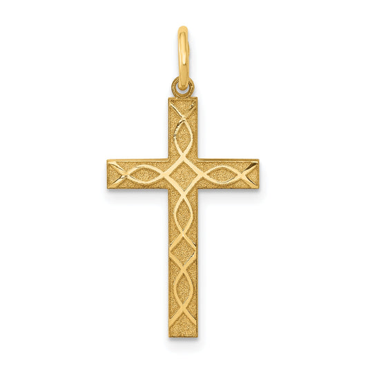 14k Yellow Gold 14K Laser Designed Cross Charm
