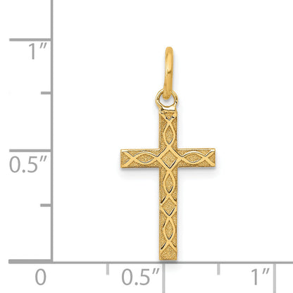14k Yellow Gold 14K Laser Designed Cross Charm