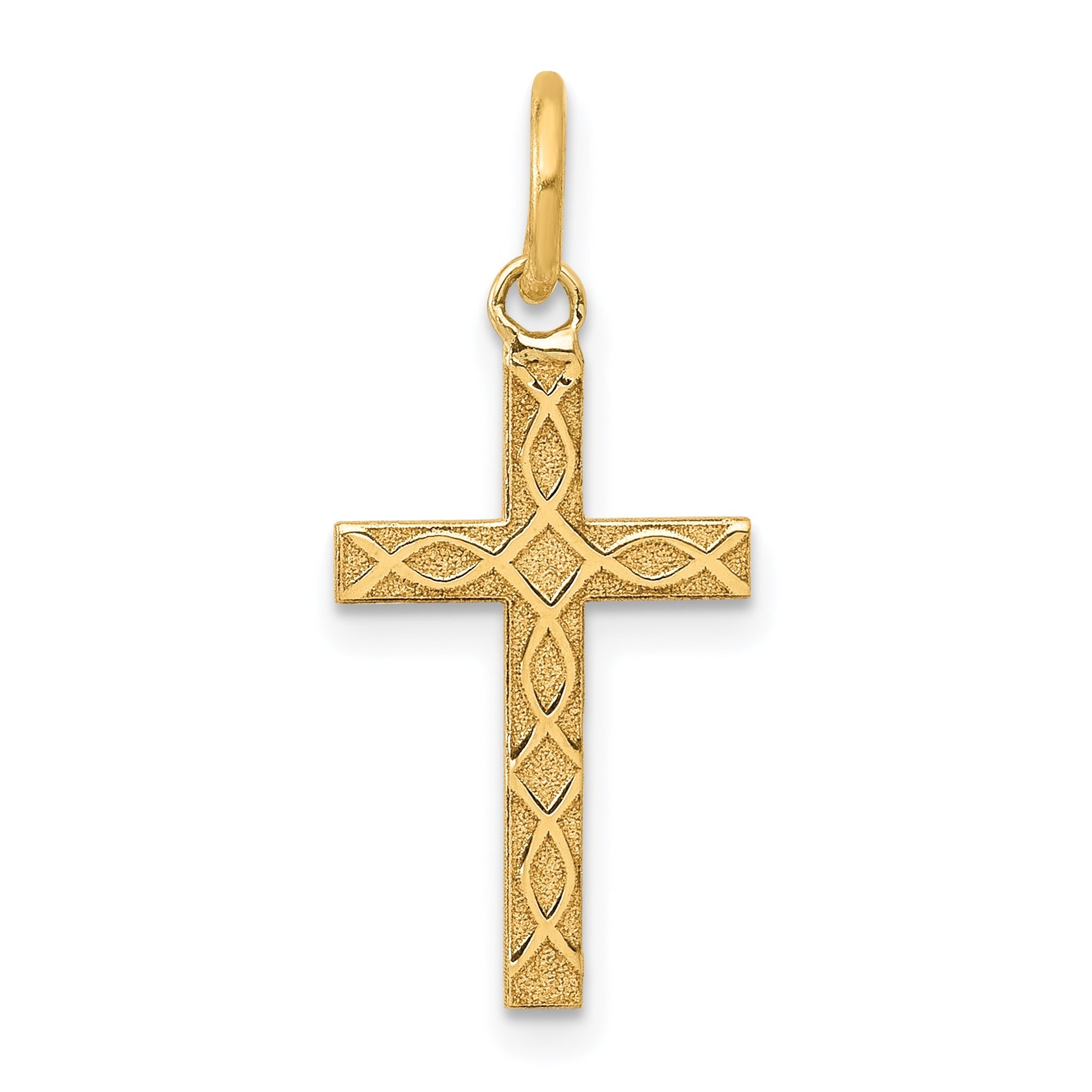 14k Yellow Gold 14K Laser Designed Cross Charm