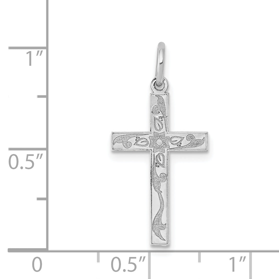 14k White Gold 14K White Gold Laser Designed Cross Charm