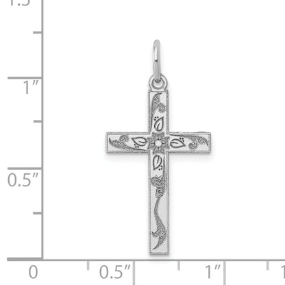 14k White Gold 14K White Gold Laser Designed Cross Charm