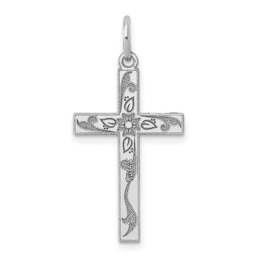 14k White Gold 14K White Gold Laser Designed Cross Charm