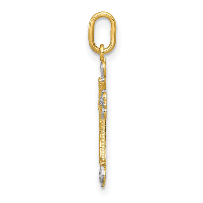 14k Yellow & Rhodium 14K w/Rhodium Cross Charm