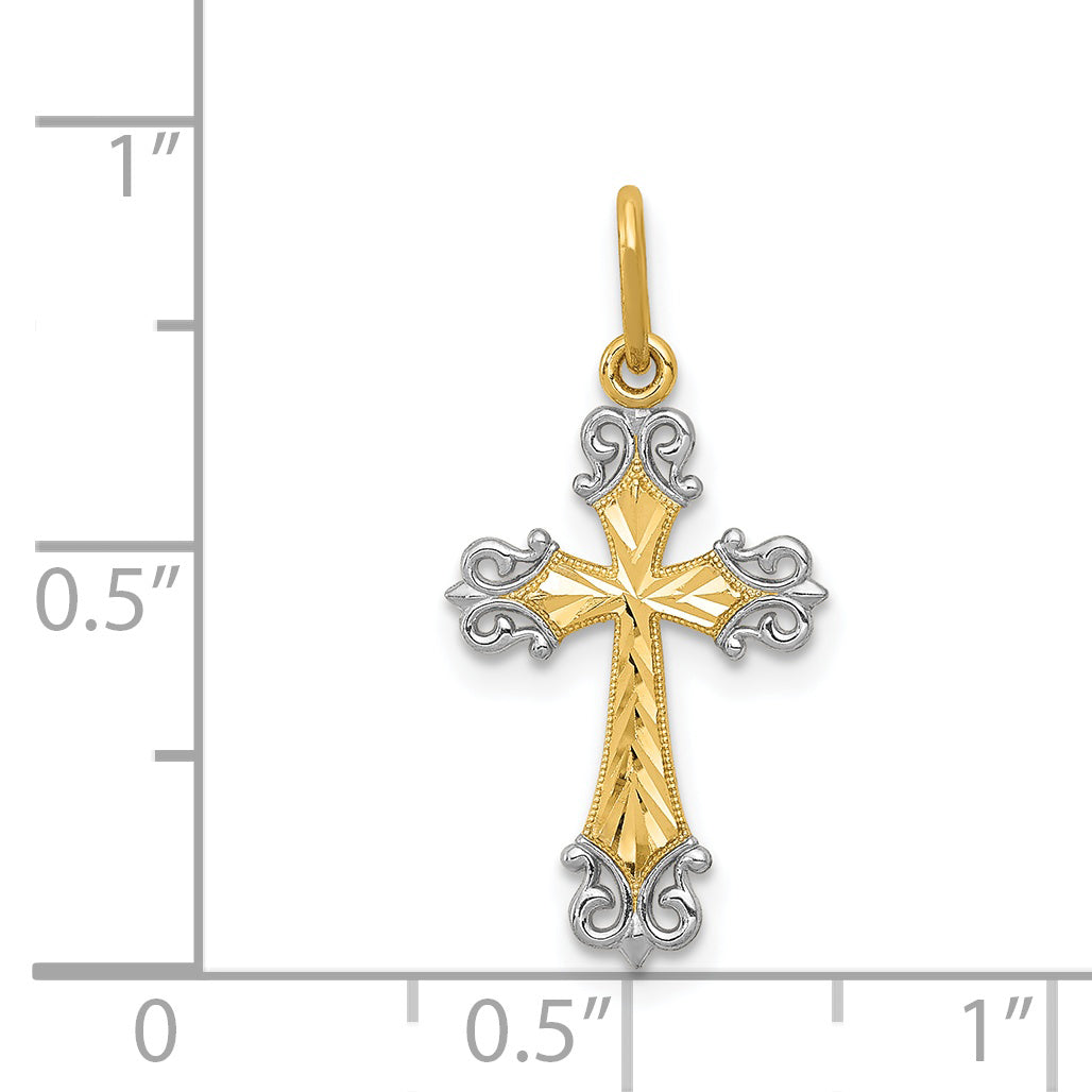 14k Yellow & Rhodium 14K w/Rhodium Cross Charm