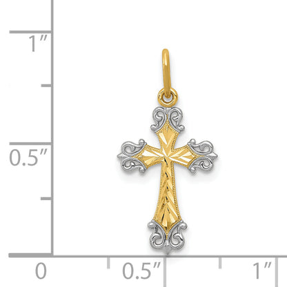 14k Yellow & Rhodium 14K w/Rhodium Cross Charm