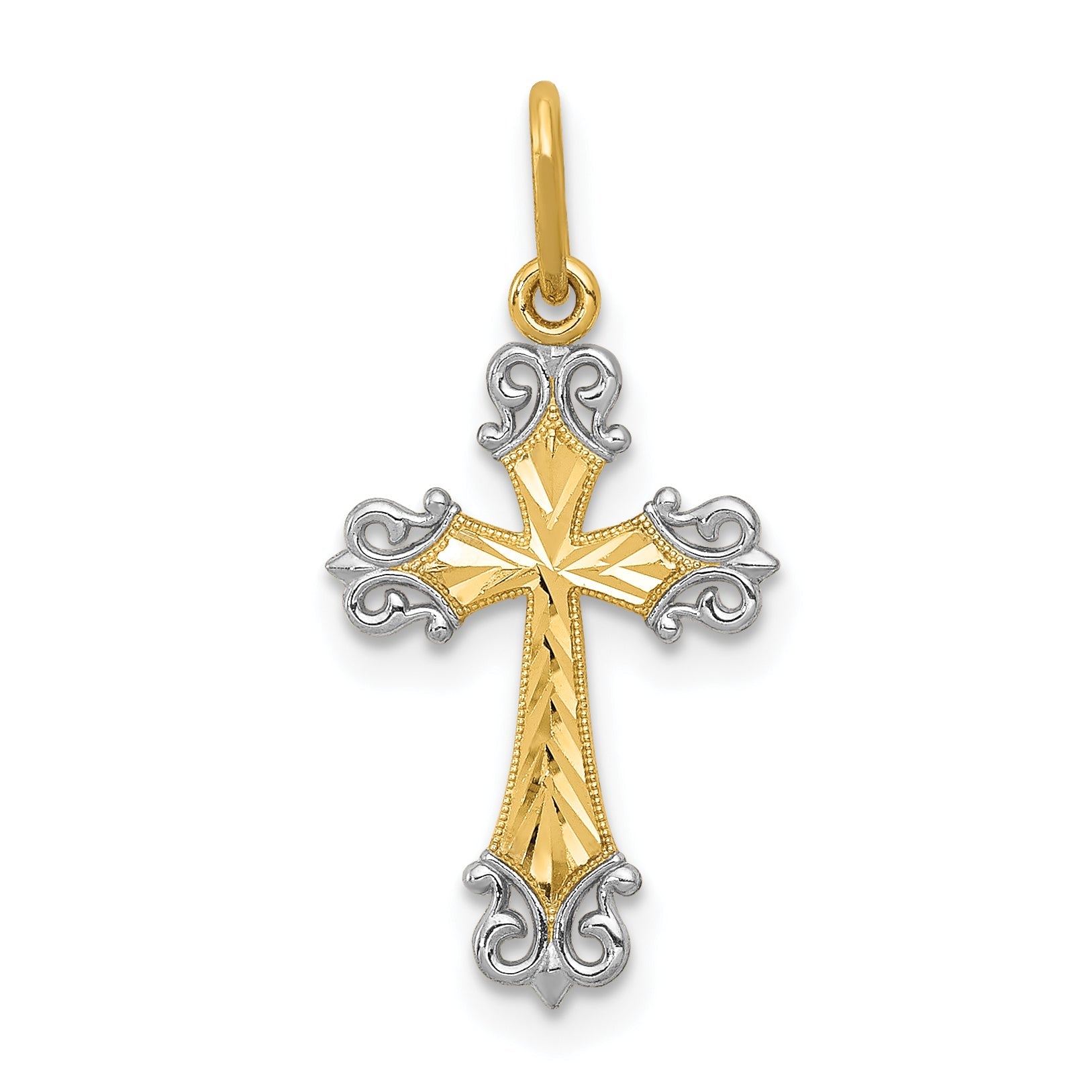 14k Yellow & Rhodium 14K w/Rhodium Cross Charm