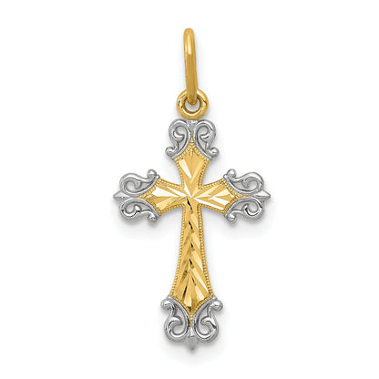 14k Yellow & Rhodium 14K w/Rhodium Cross Charm