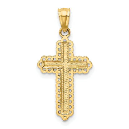 14k Yellow & Rhodium 14K w/Rhodium Diamond Cut Cross Pendant