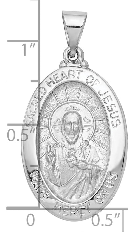 14k White Gold 14K White Gold Polish/Satin Sacred Heart Jesus Hollow Pendant