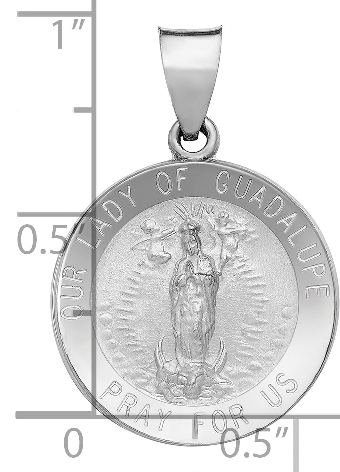 14k White Gold 14K White Gold Lady of Guadalupe Medal Hollow Pendant