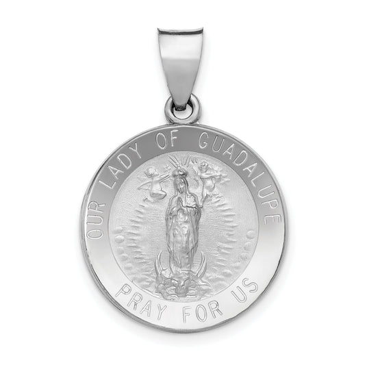 14k White Gold 14K White Gold Lady of Guadalupe Medal Hollow Pendant