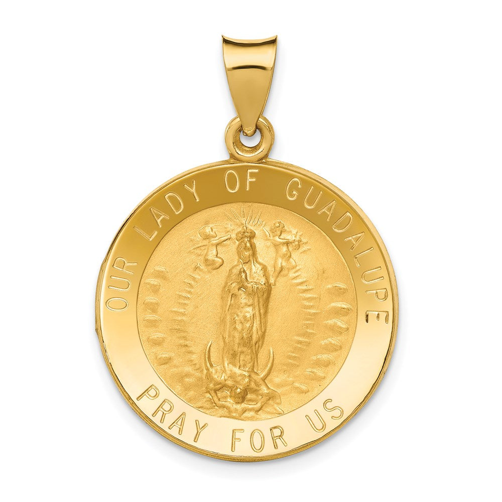 14k Yellow Gold 14k Polished/Satin Our Lady of Guadalupe Medal Hollow Pendant