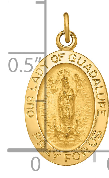 14k Yellow Gold 14k Polished and Satin Our Lady of Guadalupe Medal Pendant