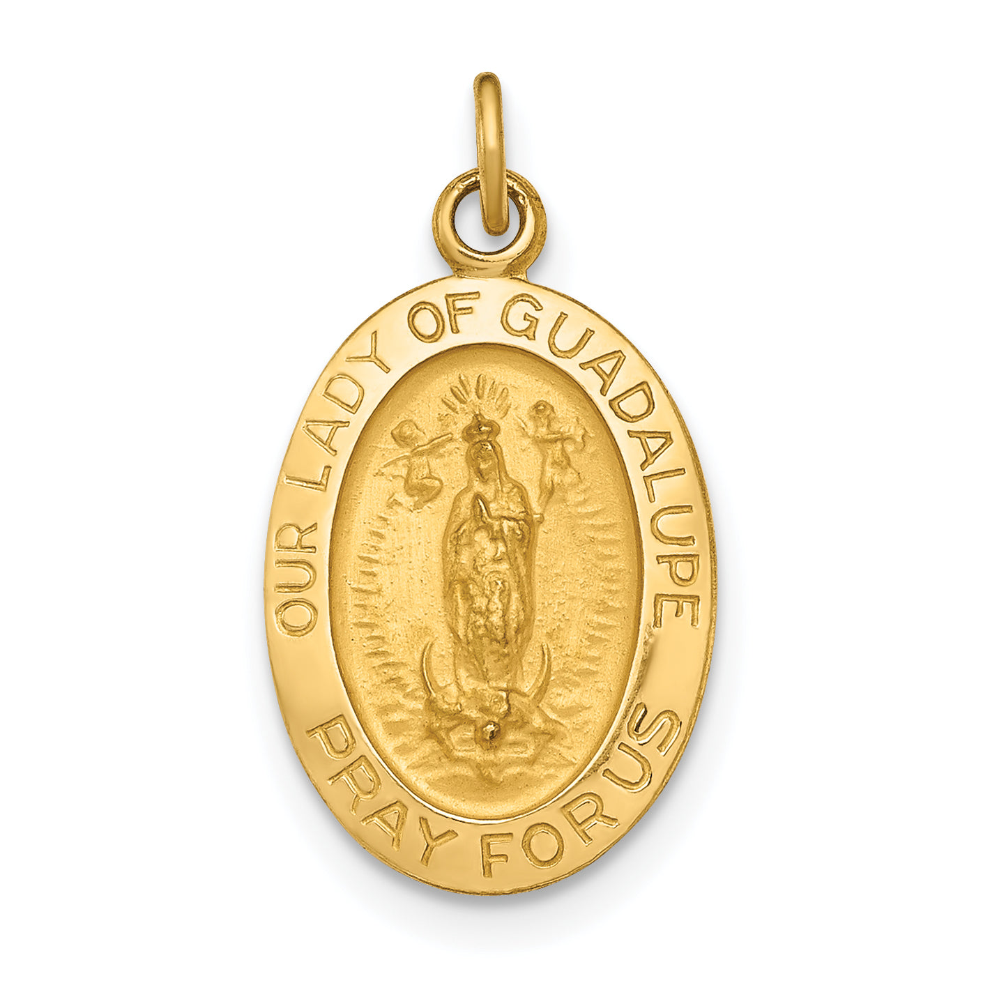 14k Yellow Gold 14k Polished and Satin Our Lady of Guadalupe Medal Pendant