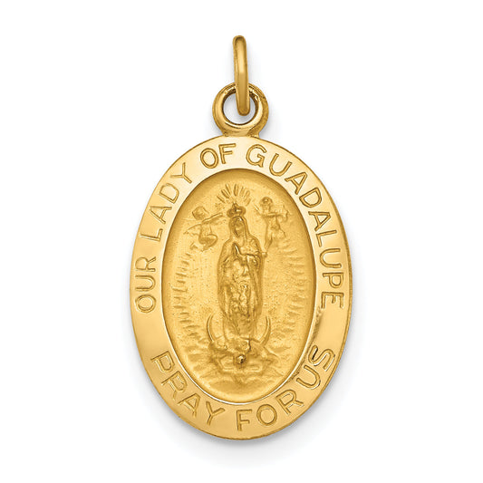 14k Yellow Gold 14k Polished and Satin Our Lady of Guadalupe Medal Pendant