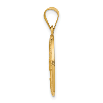 14k Yellow Gold 14k Polished and Satin Our Lady Guadalupe Medal Hollow Pendant