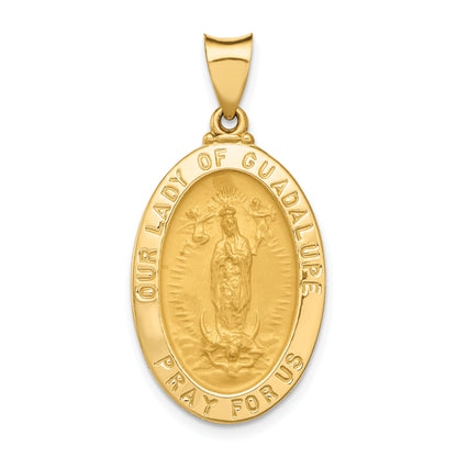 14k Yellow Gold 14k Polished and Satin Our Lady Guadalupe Medal Hollow Pendant