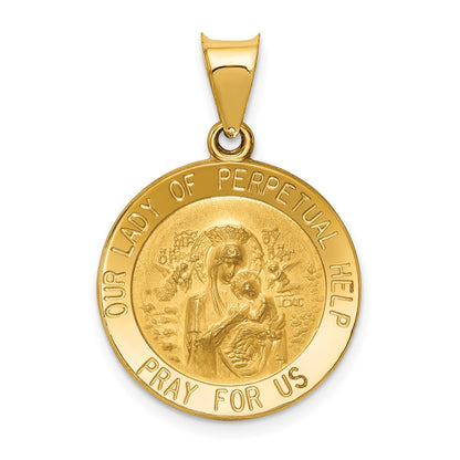 14k Yellow Gold 14k Polished/Satin Our Lady Perpetual Help Medal Hollow Pendant