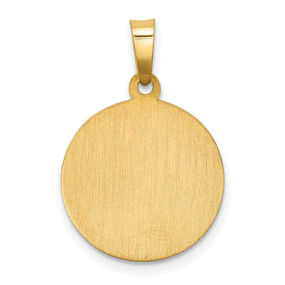 14k Yellow Gold 14k Polished and Satin Caridad Del Cobre Medal Hollow Pendant