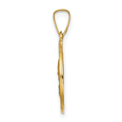 14k Yellow Gold 14k Matka Boska Czestochowska Reversible Medal Hollow Pendant