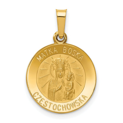 14k Yellow Gold 14k Matka Boska Czestochowska Reversible Medal Hollow Pendant
