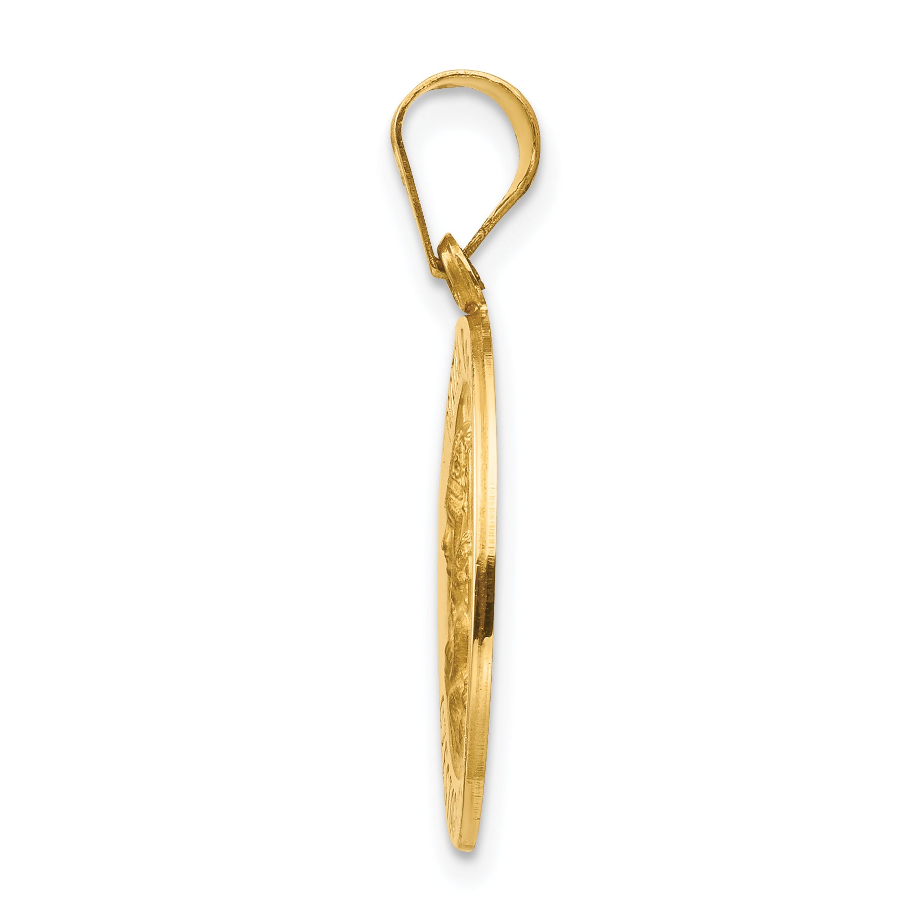 14k Yellow Gold 14K Matka Boska Czestochowska Reversible Medal Hollow Pendant