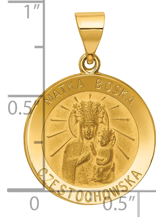 14k Yellow Gold 14K Matka Boska Czestochowska Reversible Medal Hollow Pendant