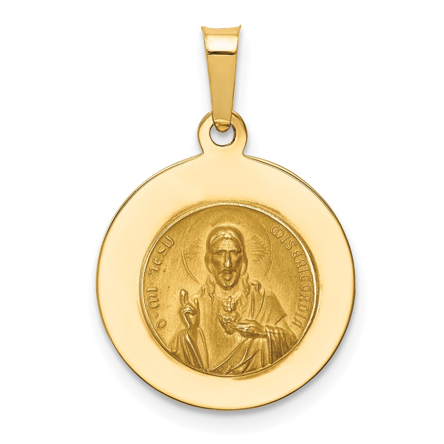 14k Yellow Gold 14K Queen Of The Holy Scapular Reversible Medal Hollow Pendant