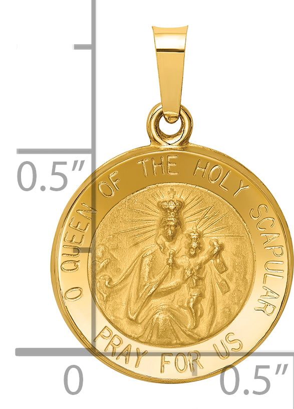 14k Yellow Gold 14K Queen Of The Holy Scapular Reversible Medal Hollow Pendant