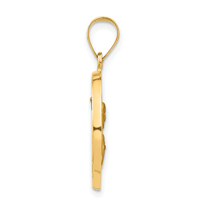 14k Yellow Gold 14K Queen Of The Holy Scapular Reversible Medal Hollow Pendant