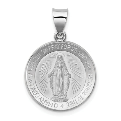 14k White Gold 14k White Gold Polished /Satin Miraculous Medal Hollow Pendant