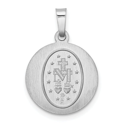 14k White Gold 14k White Gold Polished / Satin Miraculous Medal Hollow Pendant