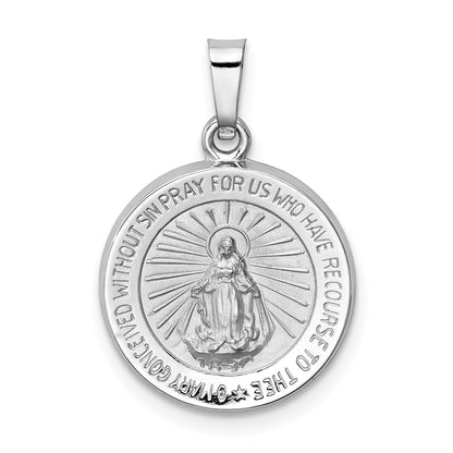 14k White Gold 14k White Gold Polished / Satin Miraculous Medal Hollow Pendant