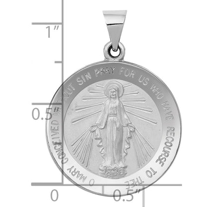 14k White Gold 14k White Gold Polished / Satin Miraculous Medal Hollow Pendant