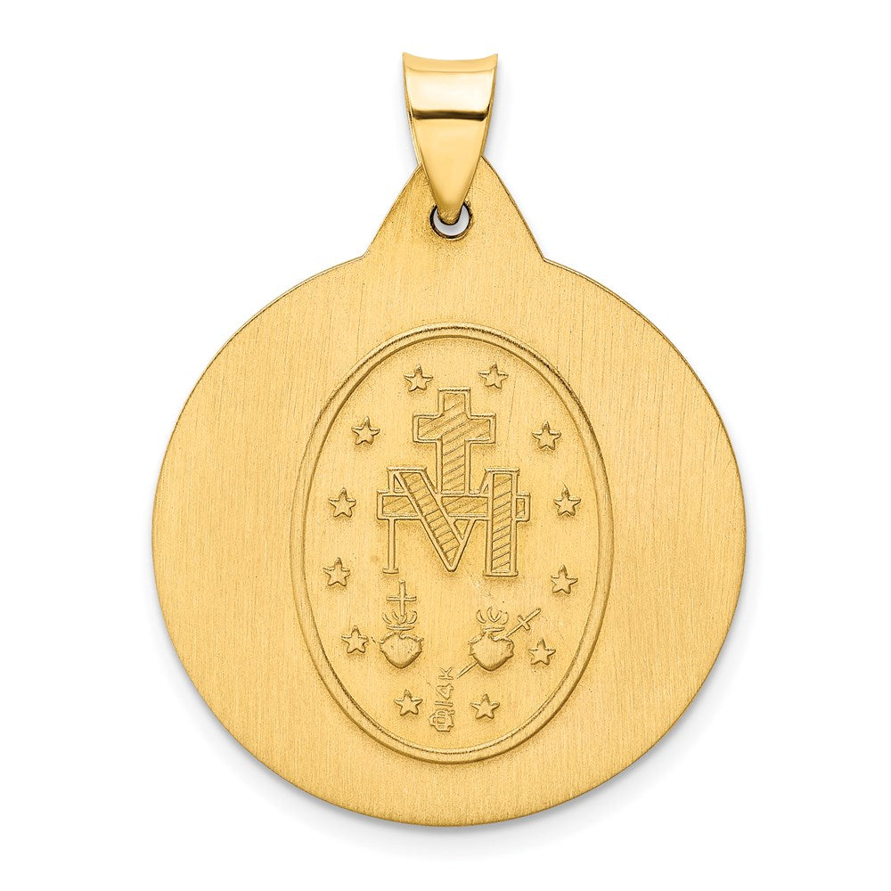 14k Yellow Gold 14k Polished and Satin Miraculous Medal Hollow Pendant
