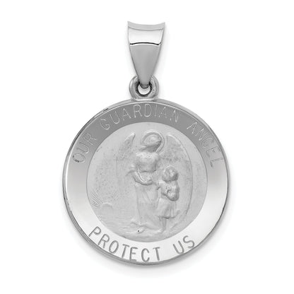 14k White Gold 14K White Gold Our Guardian Angel Medal Hollow Pendant