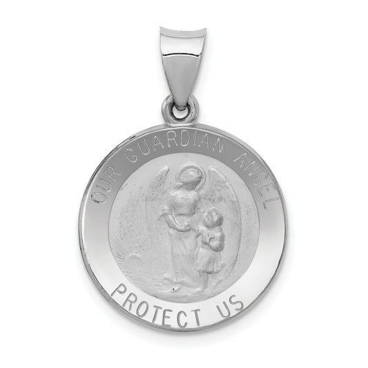 14k White Gold 14K White Gold Our Guardian Angel Medal Hollow Pendant