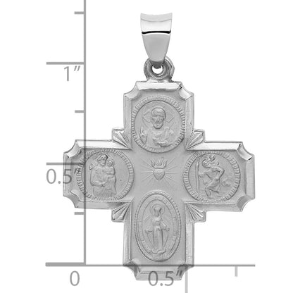 14k White Gold 14k White Gold Four Way Medal Hollow Pendant