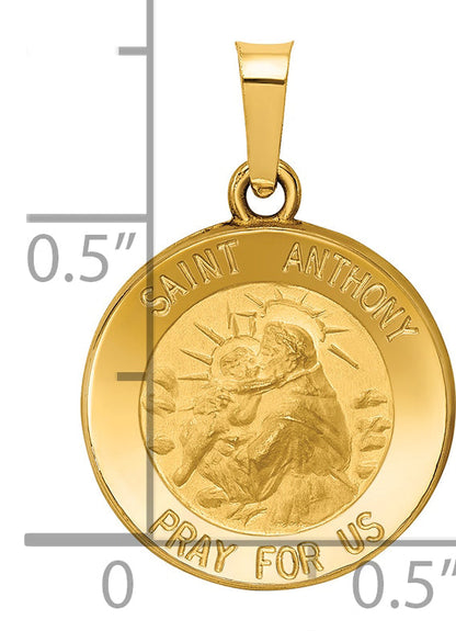 14k Yellow Gold 14k Polished and Satin St. Anthony Medal Hollow Pendant