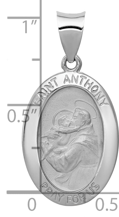 14k White Gold 14k White Gold Polished / Satin St. Anthony Medal Hollow Pendant