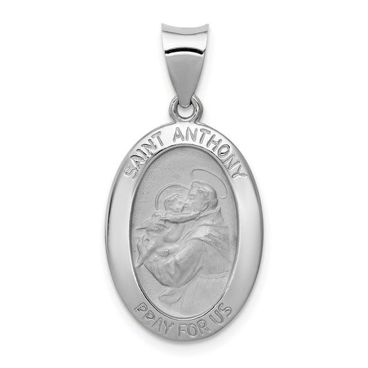 14k White Gold 14k White Gold Polished / Satin St. Anthony Medal Hollow Pendant