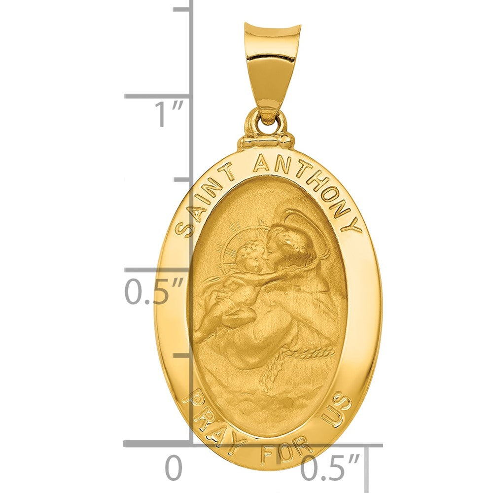 14k Yellow Gold 14k Polished and Satin St. Anthony Medal Hollow Pendant