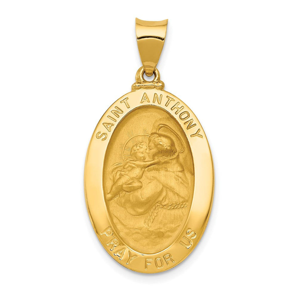 14k Yellow Gold 14k Polished and Satin St. Anthony Medal Hollow Pendant